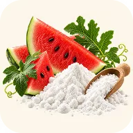 Vattenmelon och vitt pulver av L-citrullin